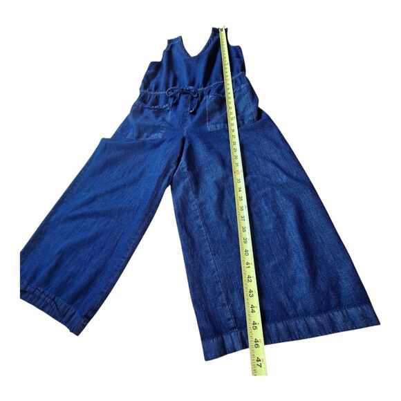 Waist Defined Utility Jumpsuit Old Navy Sleeveless Chambray V Neck Wide Leg L - Picture 11 of 16